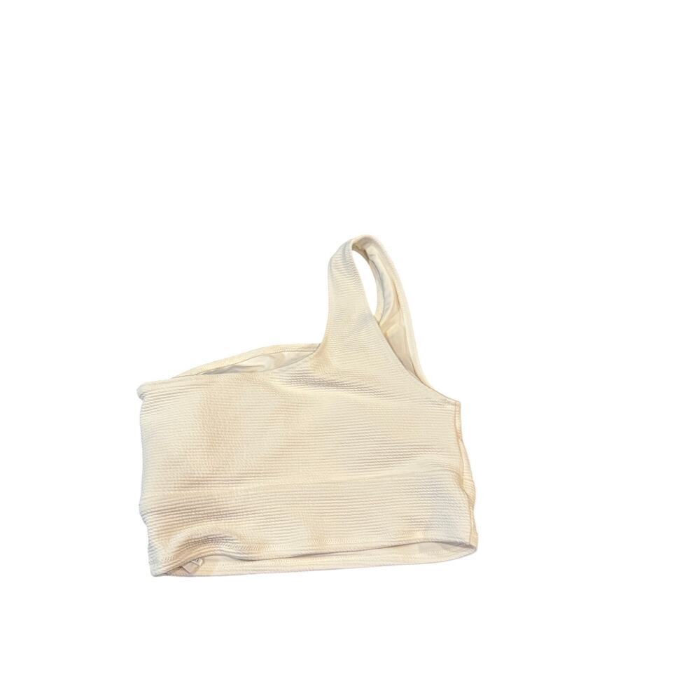 Old Navy One Shoulder Crop Top White Ribbed Stretch Sleeveless Womens Small - Picture 5 of 9